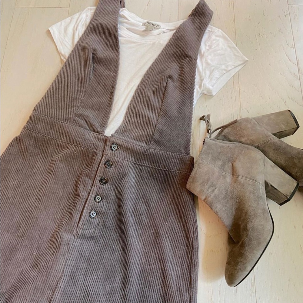 NWOT Grey/purple corduroy Overall Dress